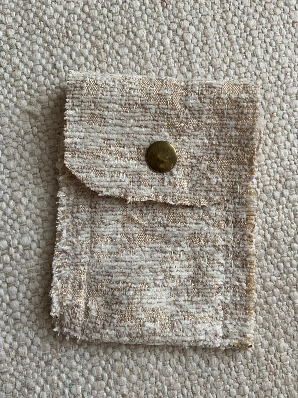 Evelyn Handmade Fabric Coin Purse Textured Beige Fabric