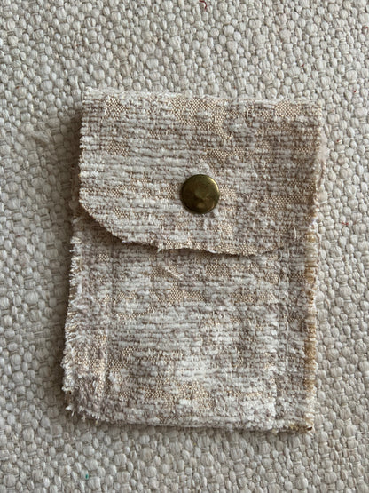 Evelyn Handmade Fabric Coin Purse Textured Beige Fabric