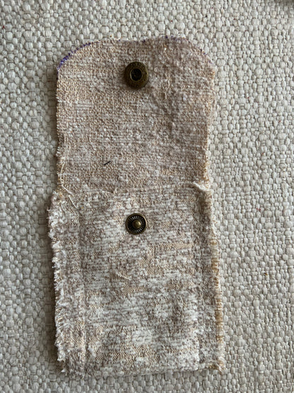 Evelyn Handmade Fabric Coin Purse Textured Beige Fabric