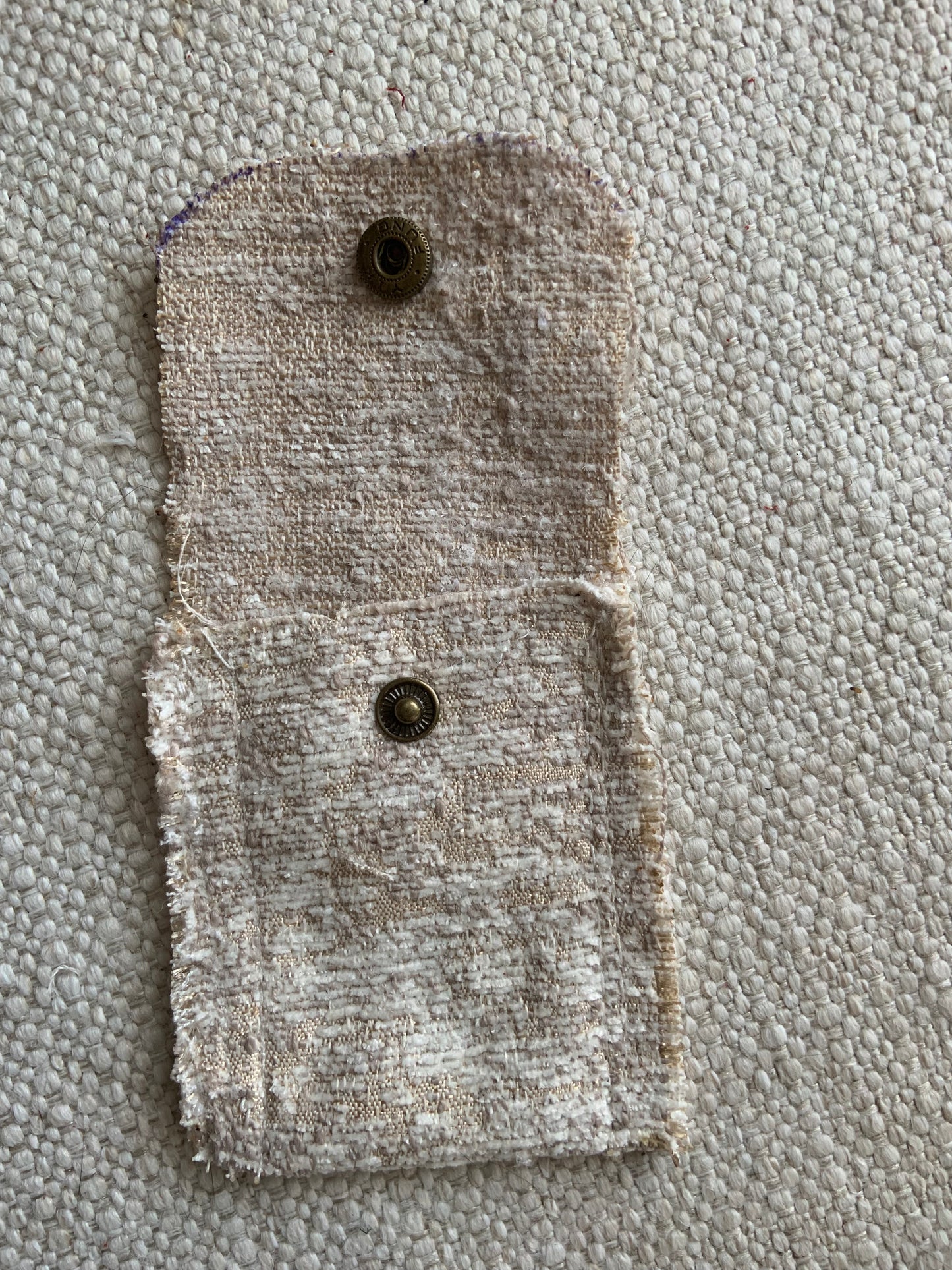 Evelyn Handmade Fabric Coin Purse Textured Beige Fabric