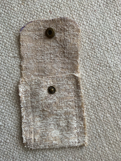 Evelyn Handmade Fabric Coin Purse Textured Beige Fabric