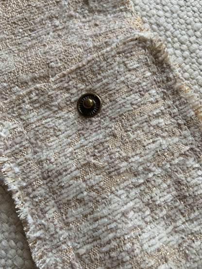 Evelyn Handmade Fabric Coin Purse Textured Beige Fabric