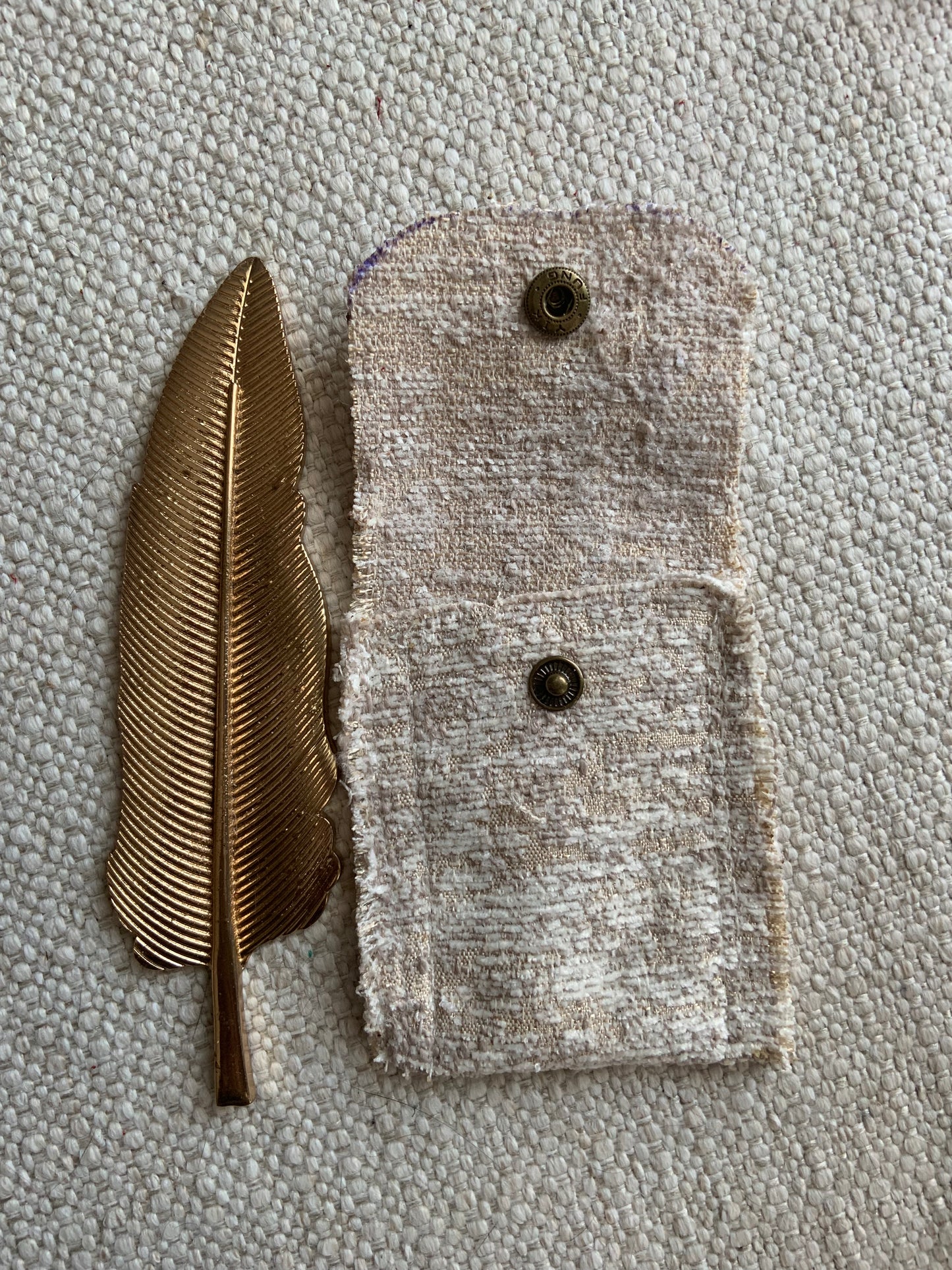 Evelyn Handmade Fabric Coin Purse Textured Beige Fabric