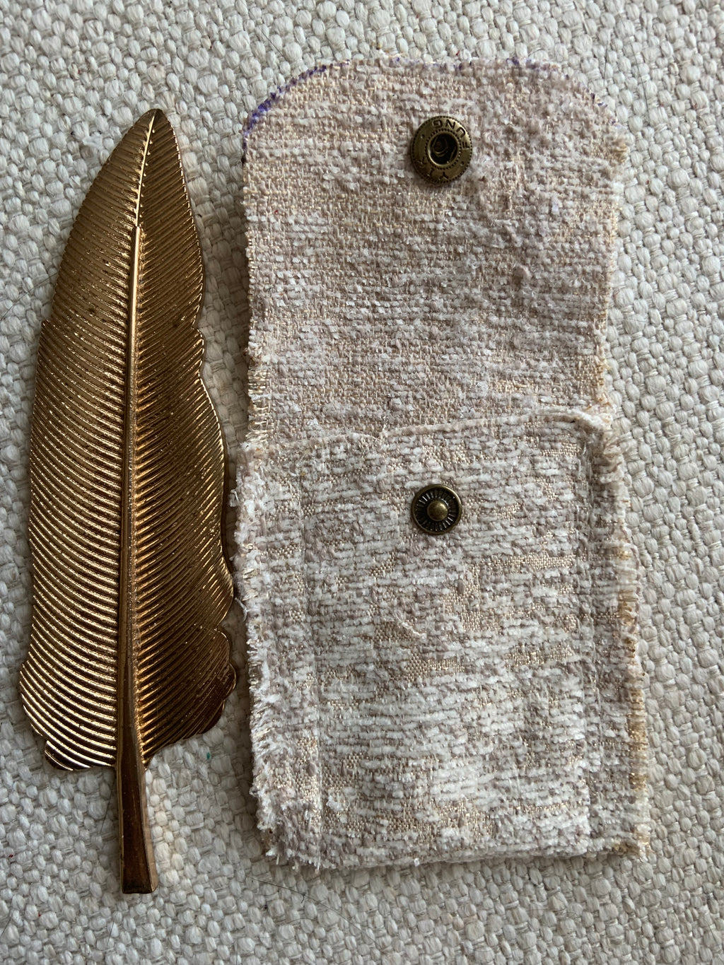 Evelyn Handmade Fabric Coin Purse Textured Beige Fabric