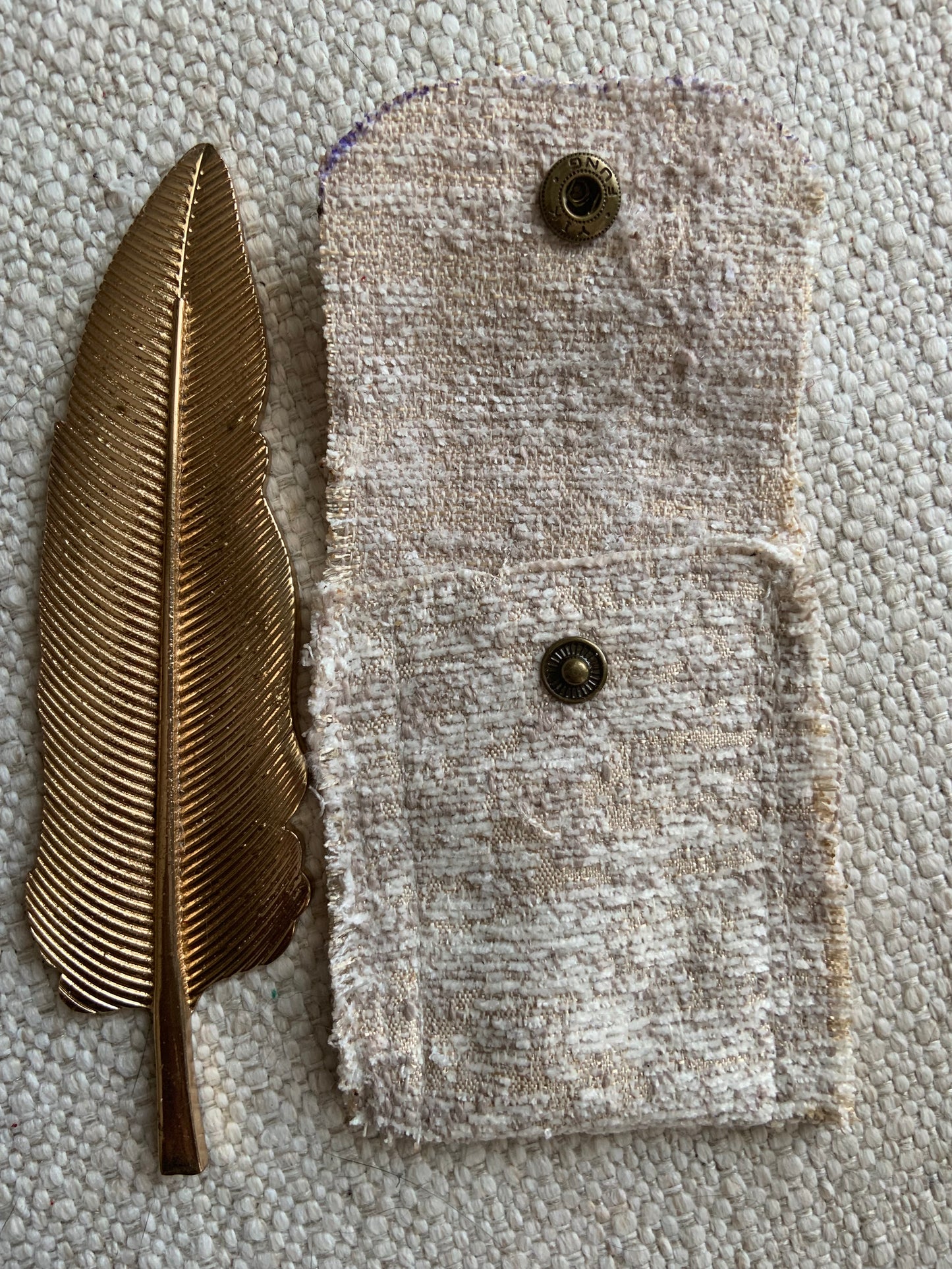 Evelyn Handmade Fabric Coin Purse Textured Beige Fabric