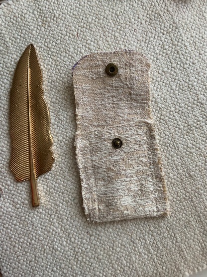 Evelyn Handmade Fabric Coin Purse Textured Beige Fabric