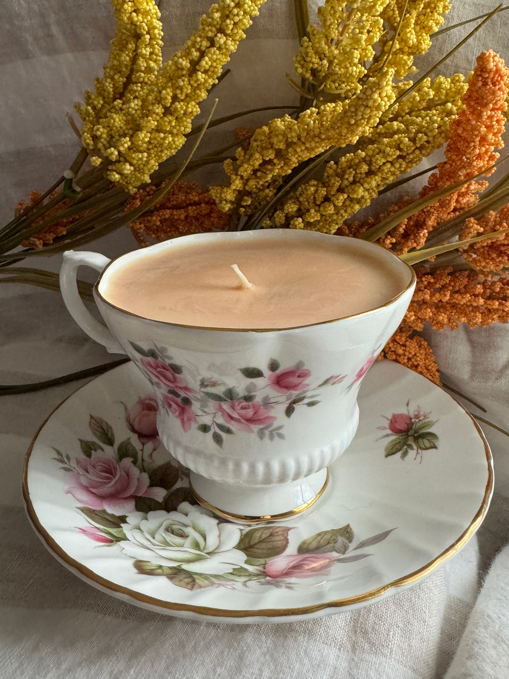 Paisley Handmade Banana Bread Scented Soy Candle in Teacup