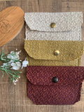 Bethanie Handmade Fabric Coin Purse Woven Orange/Burgundy Fabric