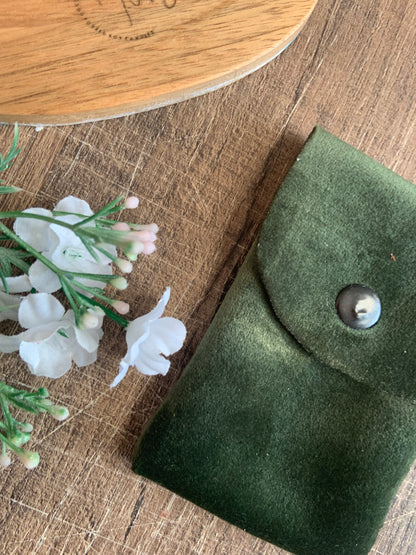 Evelyn Handmade Fabric Coin Purse Velvety Green Fabric