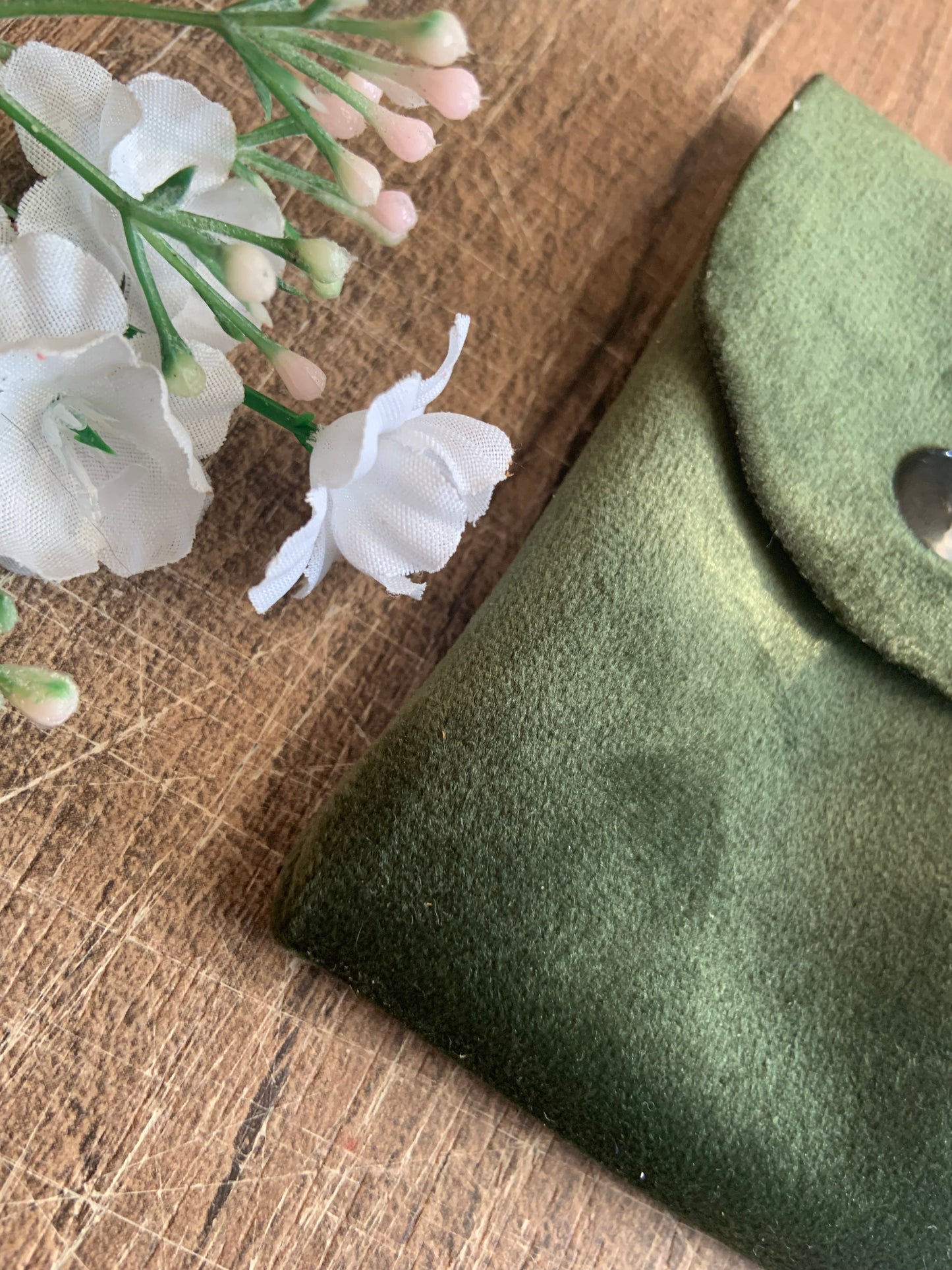 Evelyn Handmade Fabric Coin Purse Velvety Green Fabric