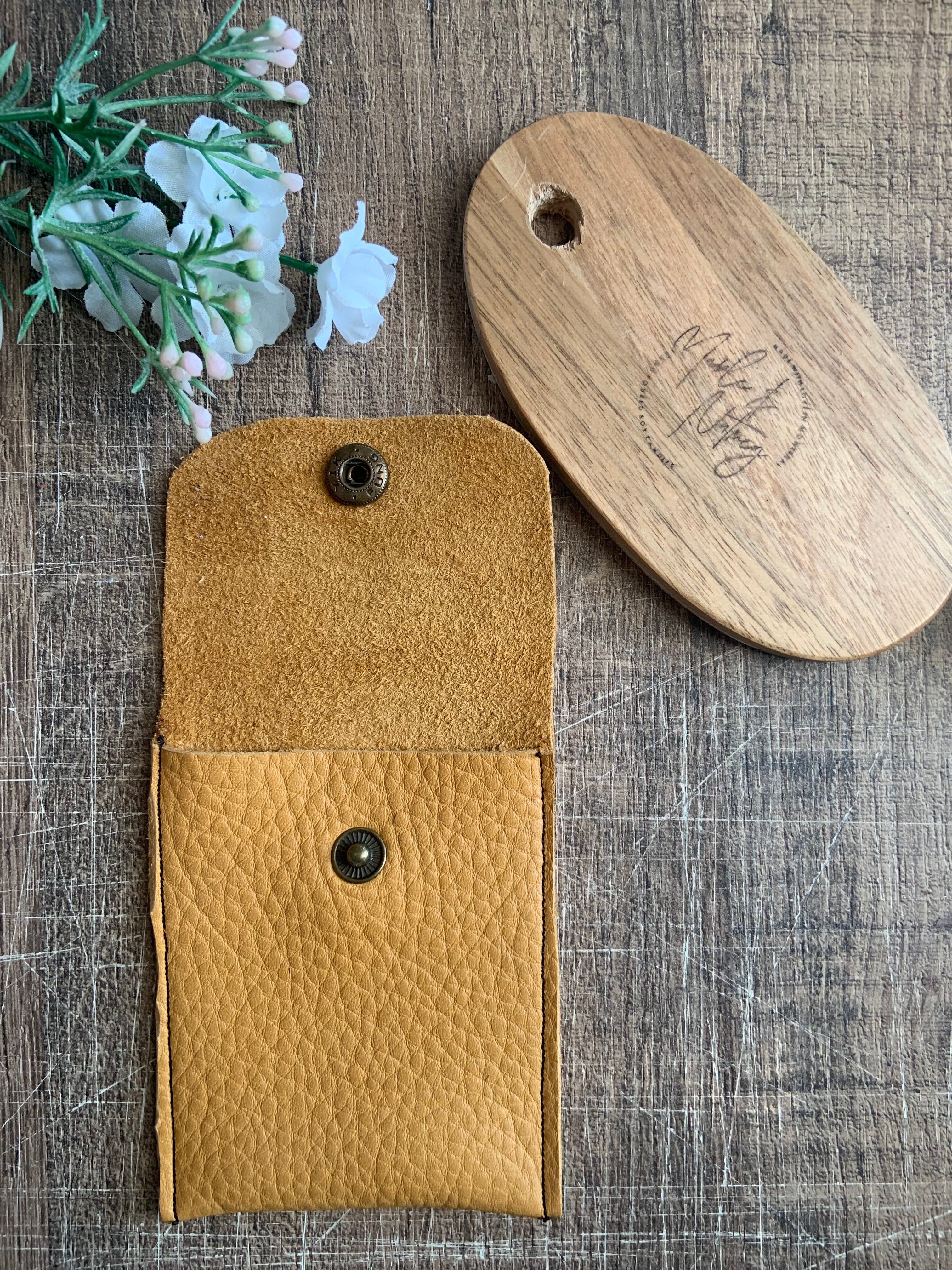Daphné Handmade Reclaimed Leather Mini Coin Purse Mustard Yellow/Gold