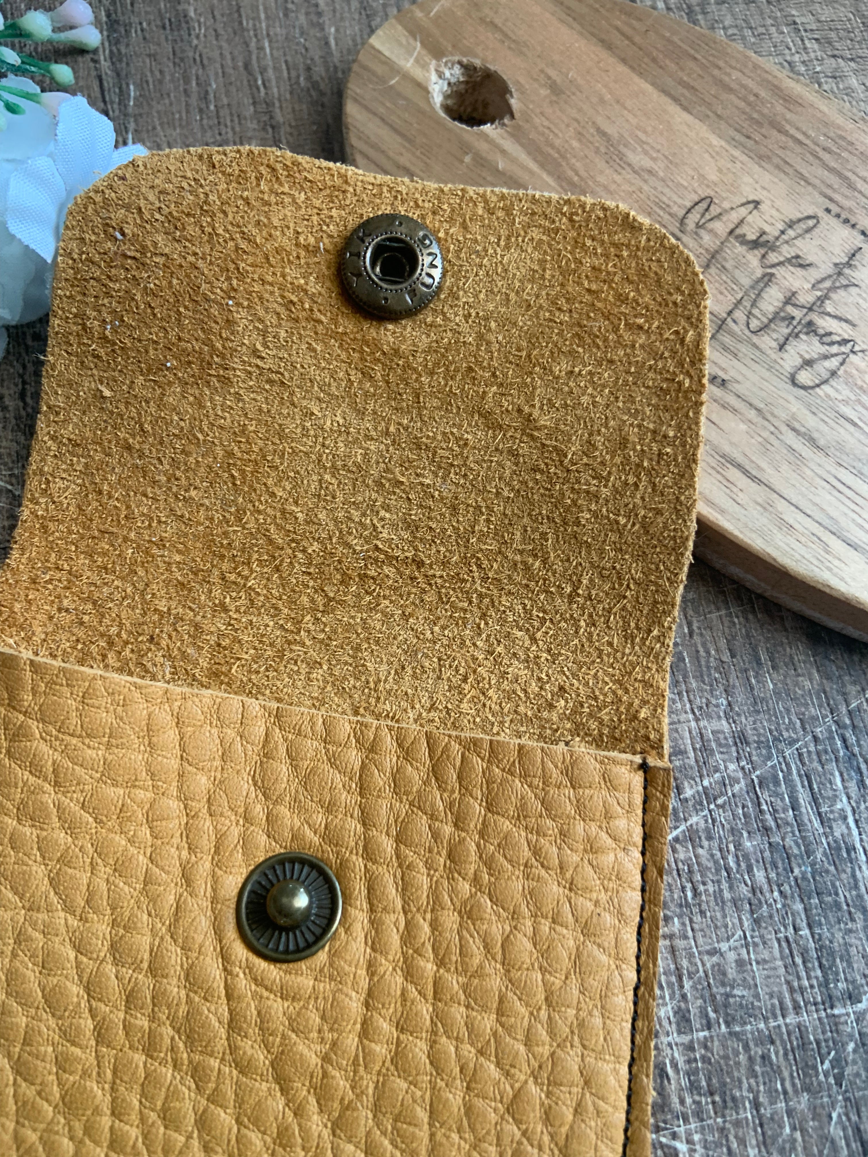 Daphné Handmade Reclaimed Leather Mini Coin Purse Mustard Yellow/Gold