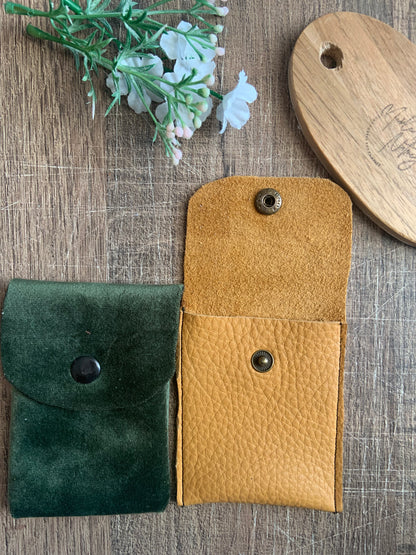 Evelyn Handmade Fabric Coin Purse Velvety Green Fabric