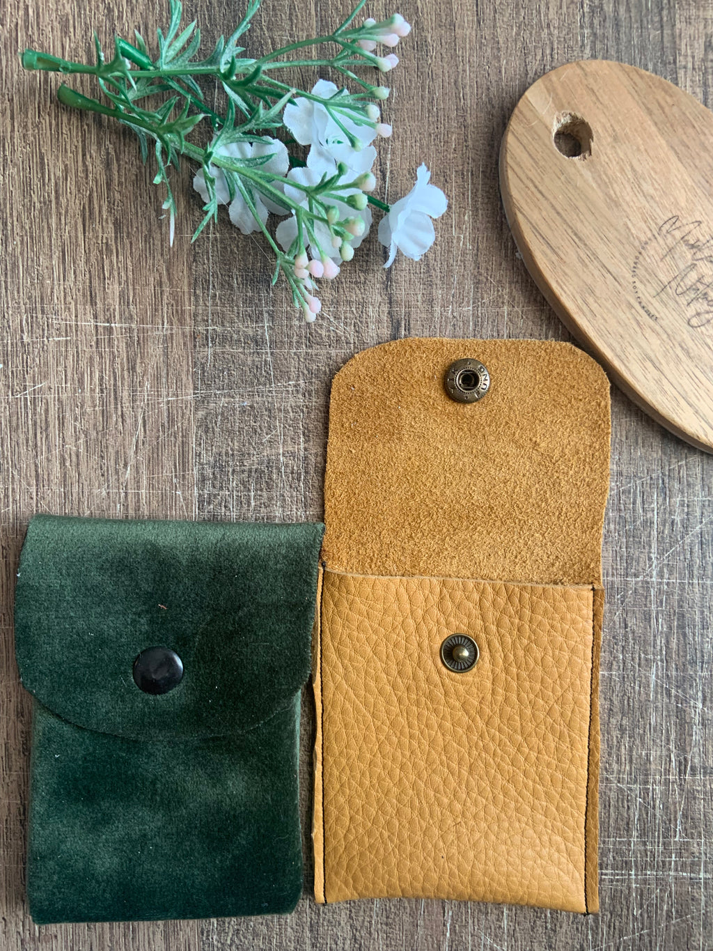 Evelyn Handmade Fabric Coin Purse Velvety Green Fabric
