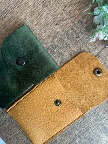 Evelyn Handmade Fabric Coin Purse Velvety Green Fabric