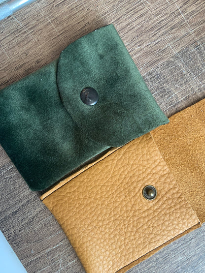 Evelyn Handmade Fabric Coin Purse Velvety Green Fabric