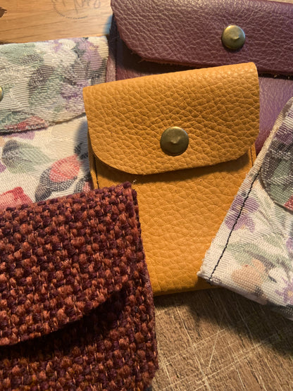 Bethanie Handmade Fabric Coin Purse Woven Orange/Burgundy Fabric