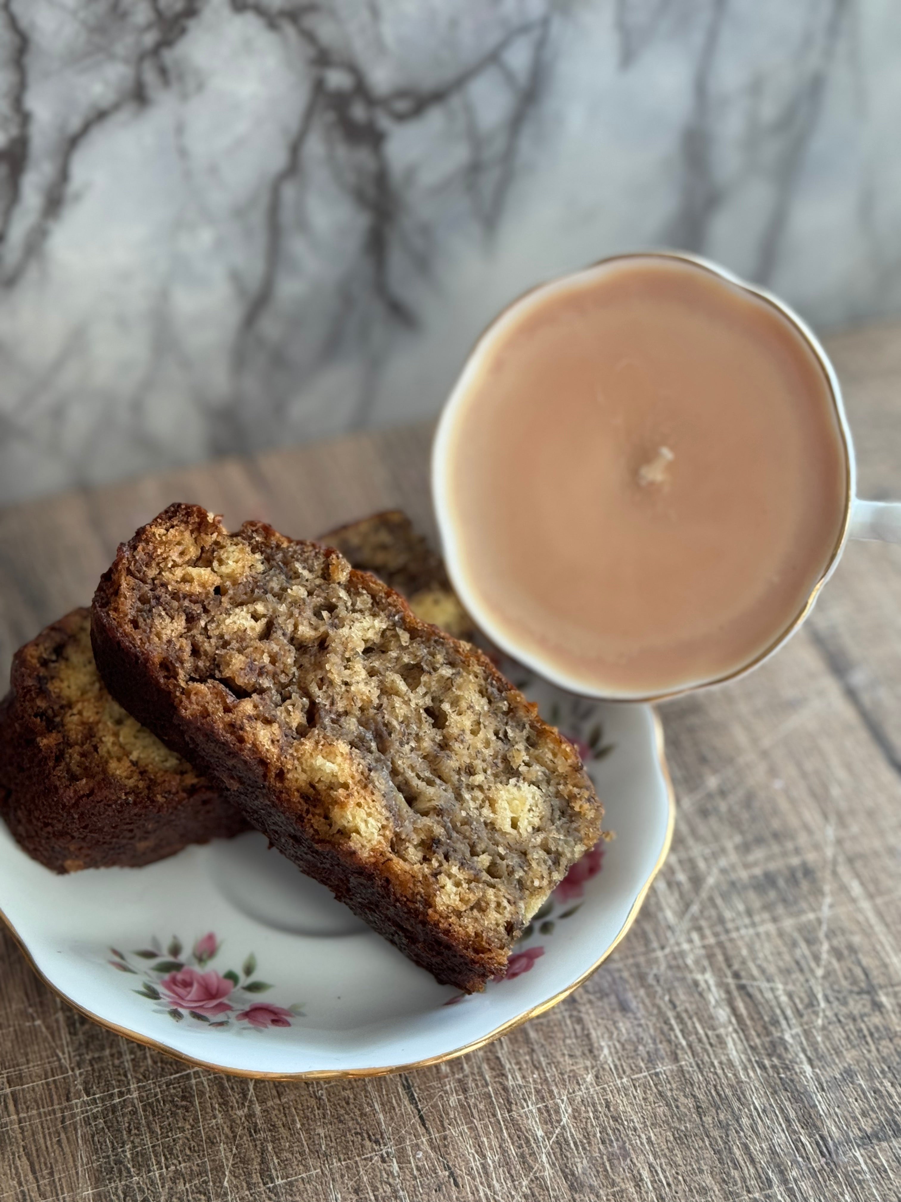 Paisley Handmade Banana Bread Scented Soy Candle in Teacup