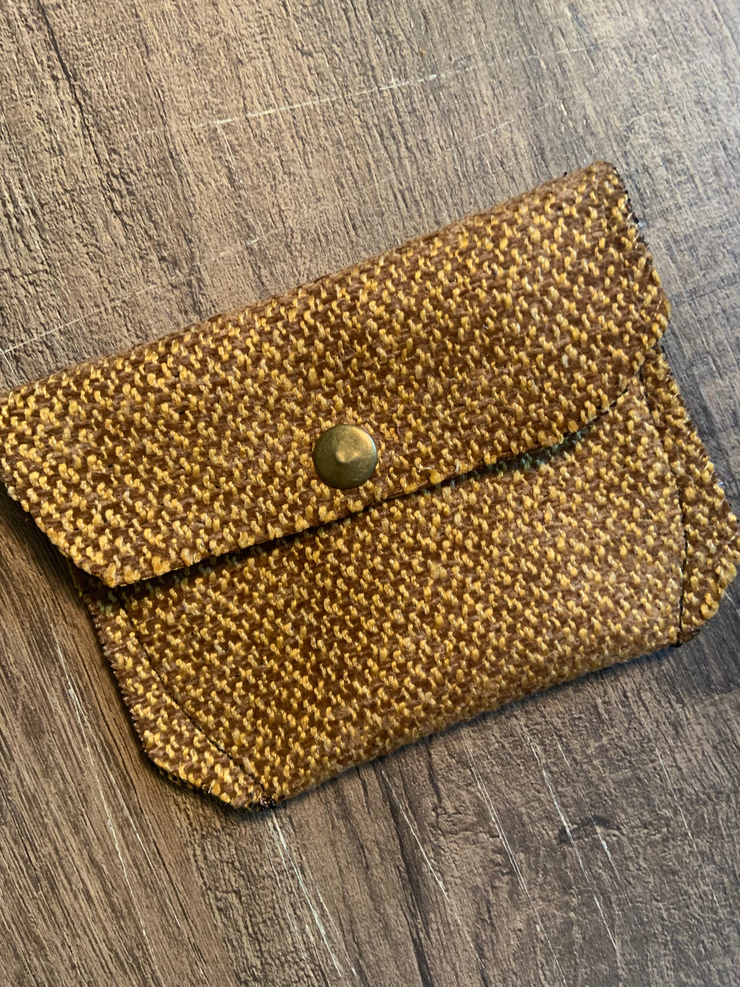 Bethanie Handmade Fabric Coin Purse Two Toned Woven Mustard Fabric