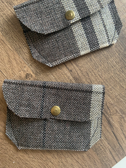 Bethanie Handmade Reclaimed Fabric Coin Purse Plaid Pattern