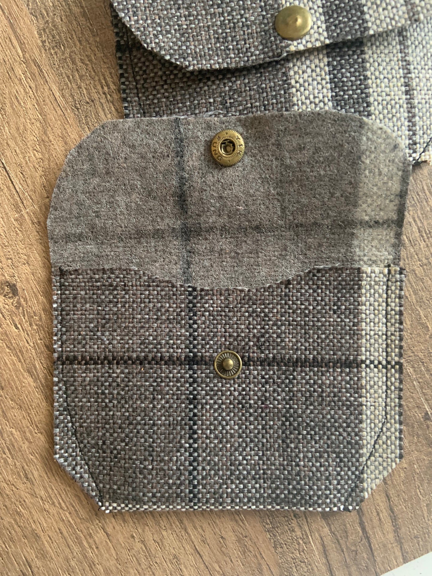 Bethanie Handmade Reclaimed Fabric Coin Purse Plaid Pattern