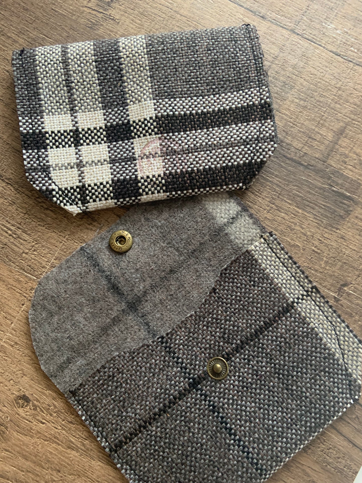 Bethanie Handmade Reclaimed Fabric Coin Purse Plaid Pattern