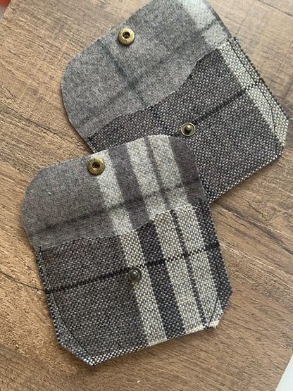 Bethanie Handmade Reclaimed Fabric Coin Purse Plaid Pattern