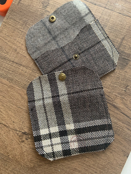 Bethanie Handmade Reclaimed Fabric Coin Purse Plaid Pattern