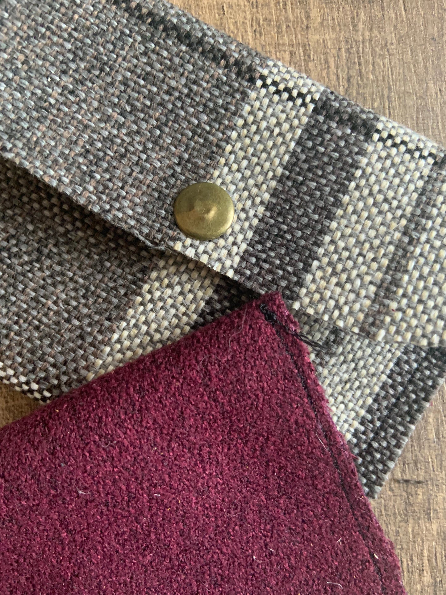 Bethanie Handmade Reclaimed Fabric Coin Purse Plaid Pattern