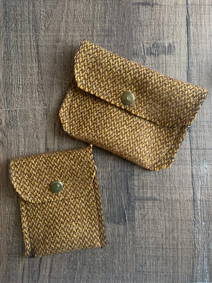 Bethanie Handmade Fabric Coin Purse Two Toned Woven Mustard Fabric