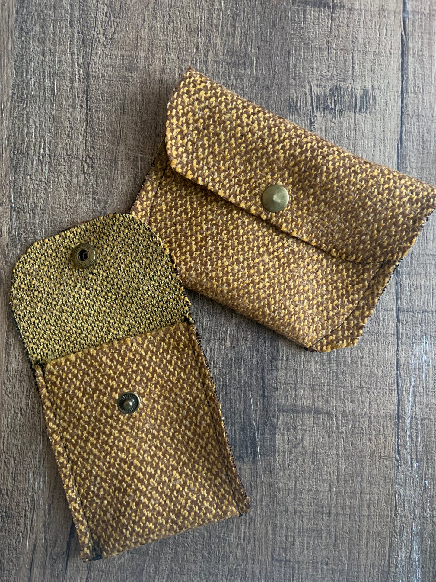 Bethanie Handmade Fabric Coin Purse Two Toned Woven Mustard Fabric