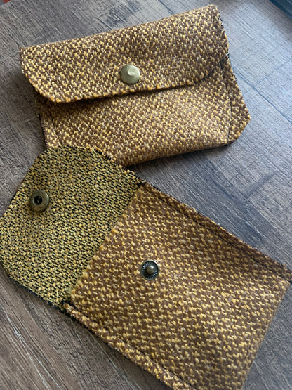 Bethanie Handmade Fabric Coin Purse Two Toned Woven Mustard Fabric