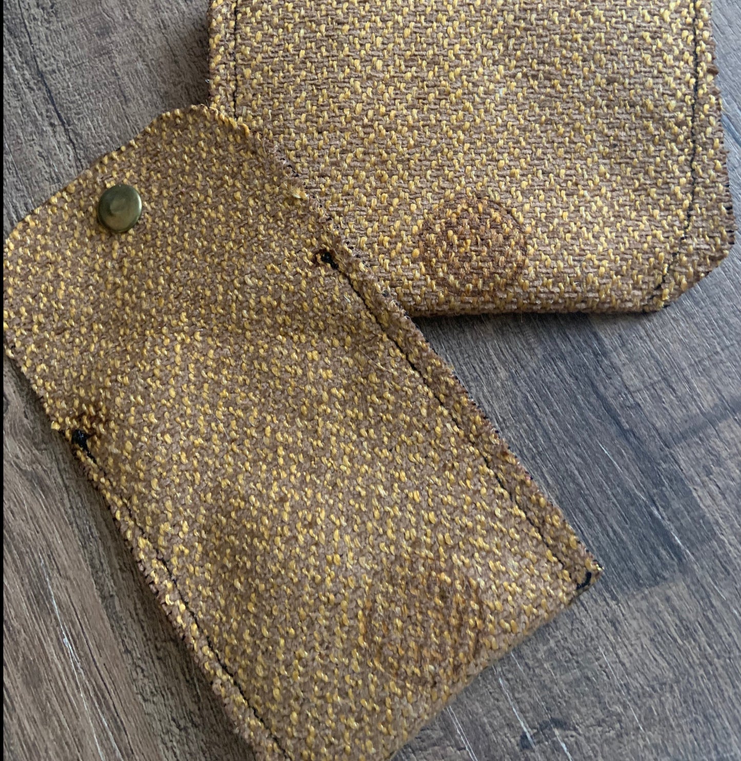 Bethanie Handmade Fabric Coin Purse Two Toned Woven Mustard Fabric