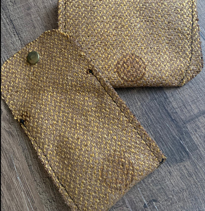 Bethanie Handmade Fabric Coin Purse Two Toned Woven Mustard Fabric