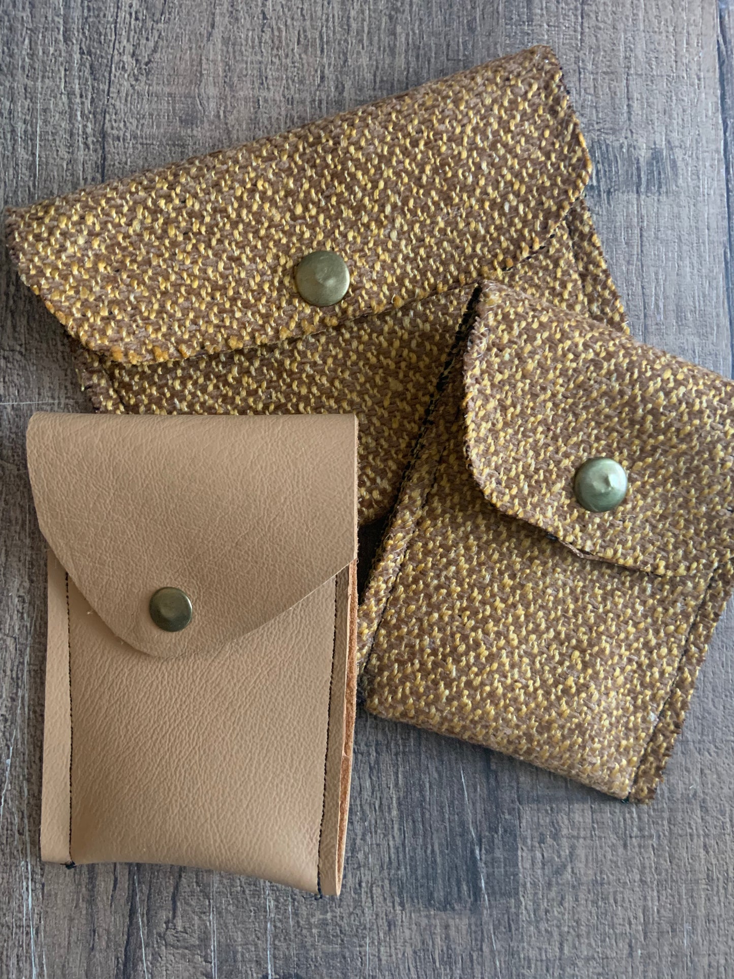 Bethanie Handmade Fabric Coin Purse Two Toned Woven Mustard Fabric