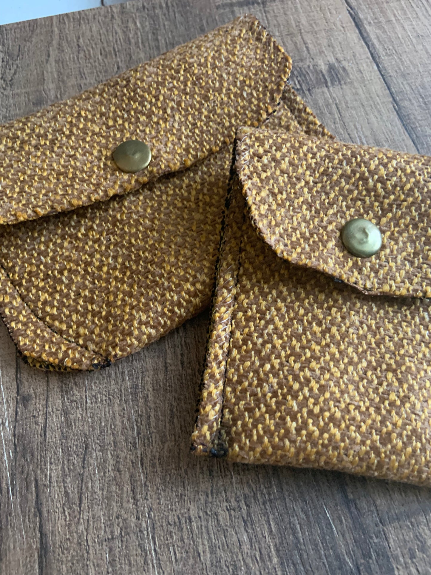 Bethanie Handmade Fabric Coin Purse Two Toned Woven Mustard Fabric