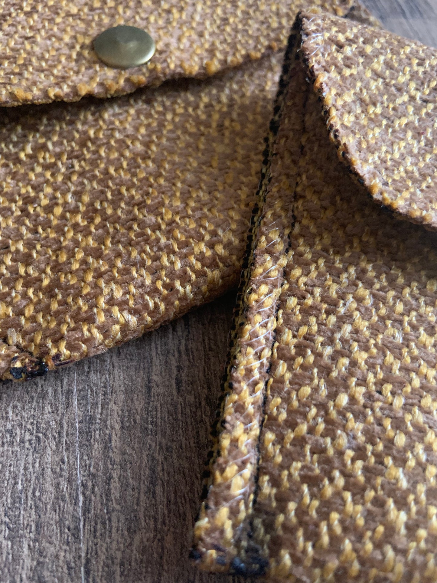 Bethanie Handmade Fabric Coin Purse Two Toned Woven Mustard Fabric