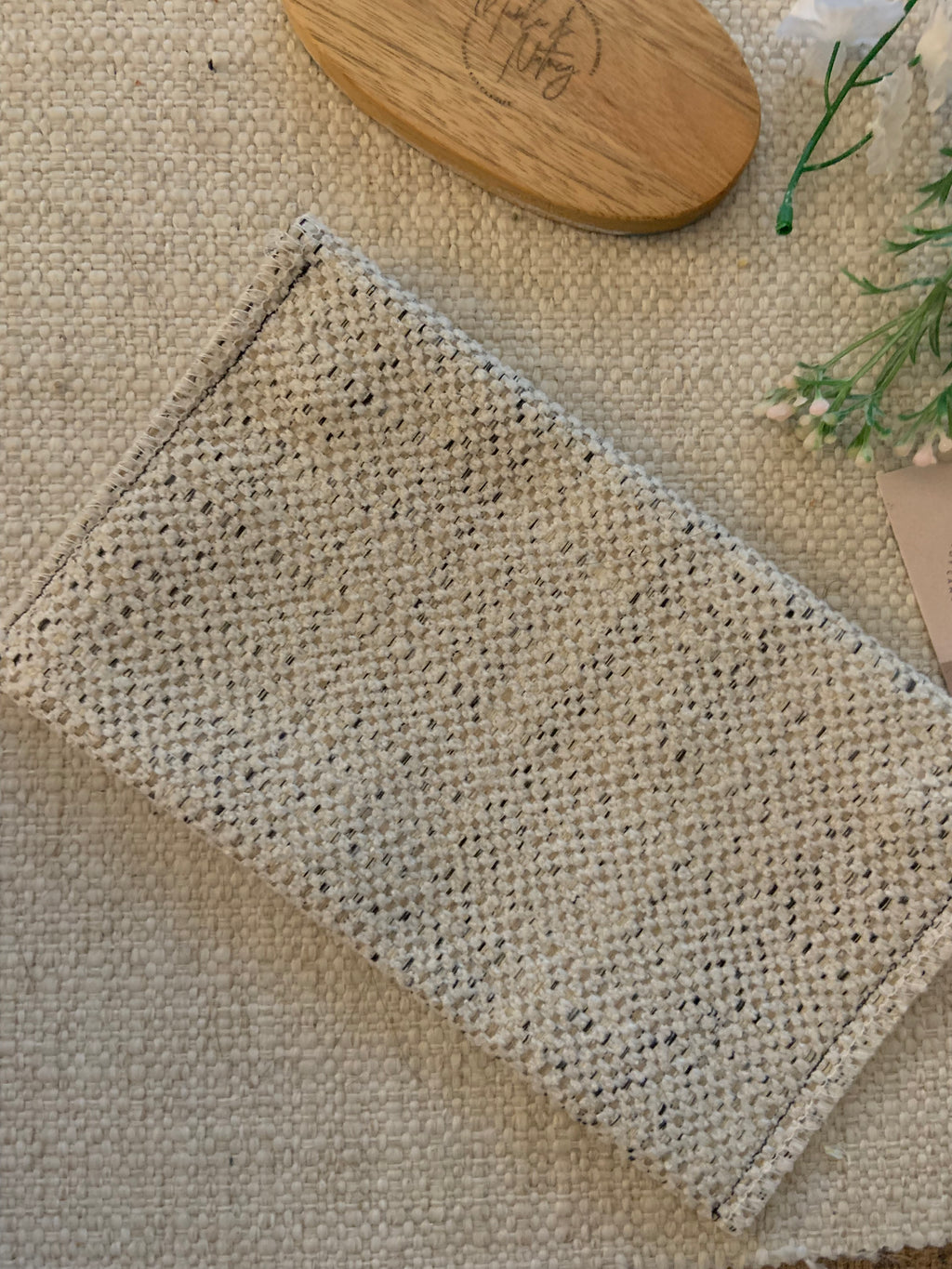 Kellie Handmade Reclaimed Fabric Coin Purse Off White Colour