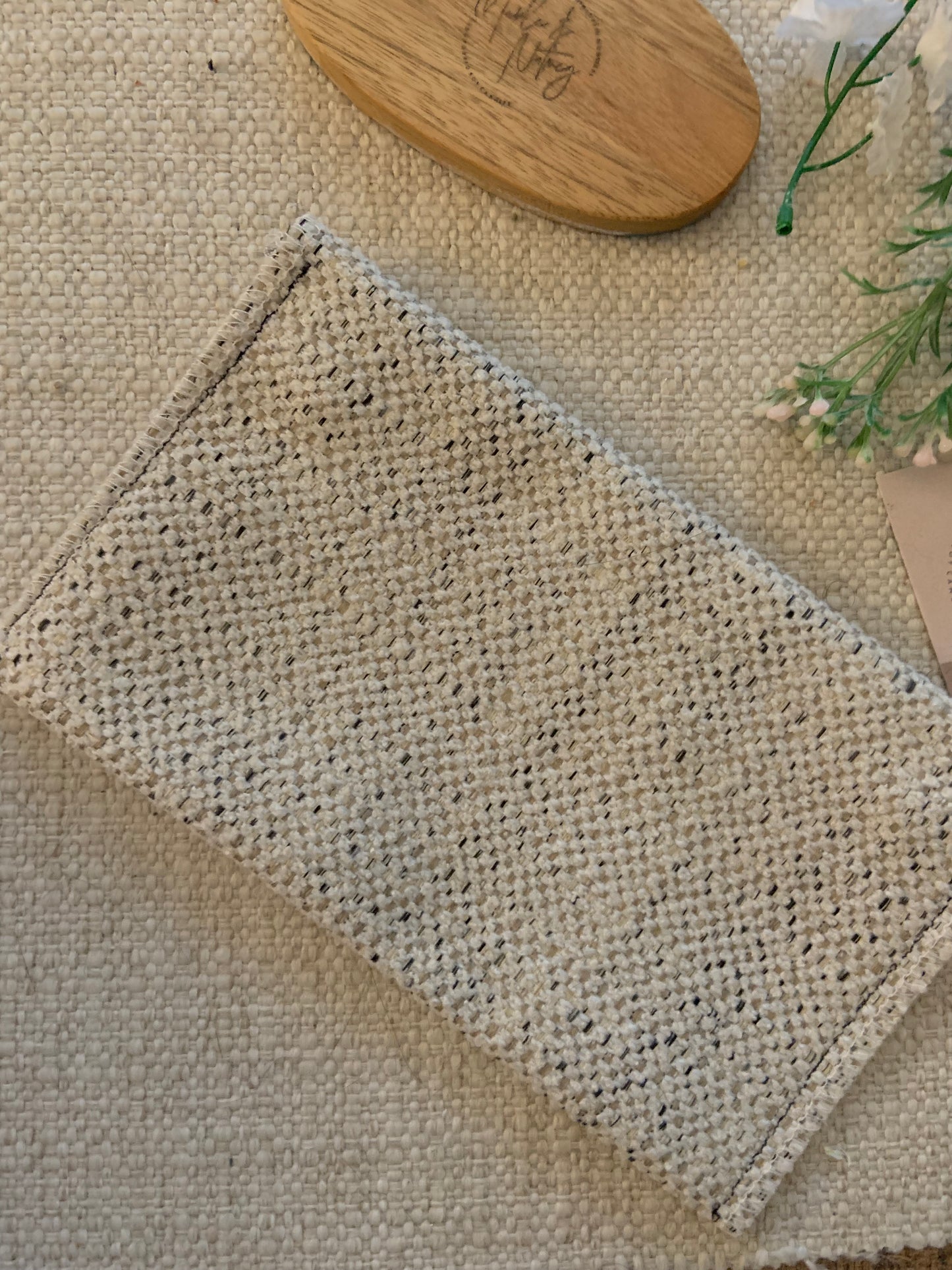 Kellie Handmade Reclaimed Fabric Coin Purse Off White Colour