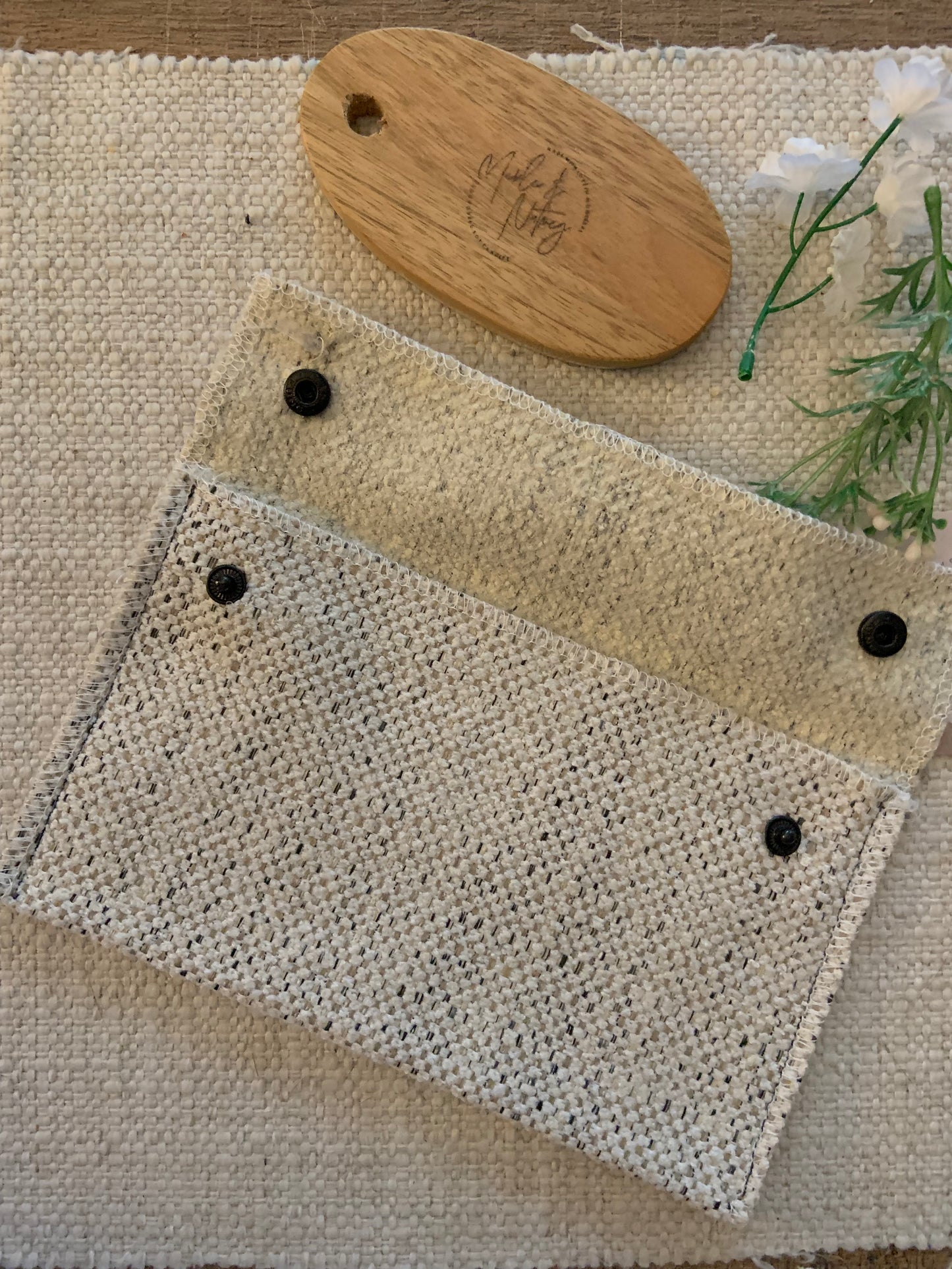 Kellie Handmade Reclaimed Fabric Coin Purse Off White Colour