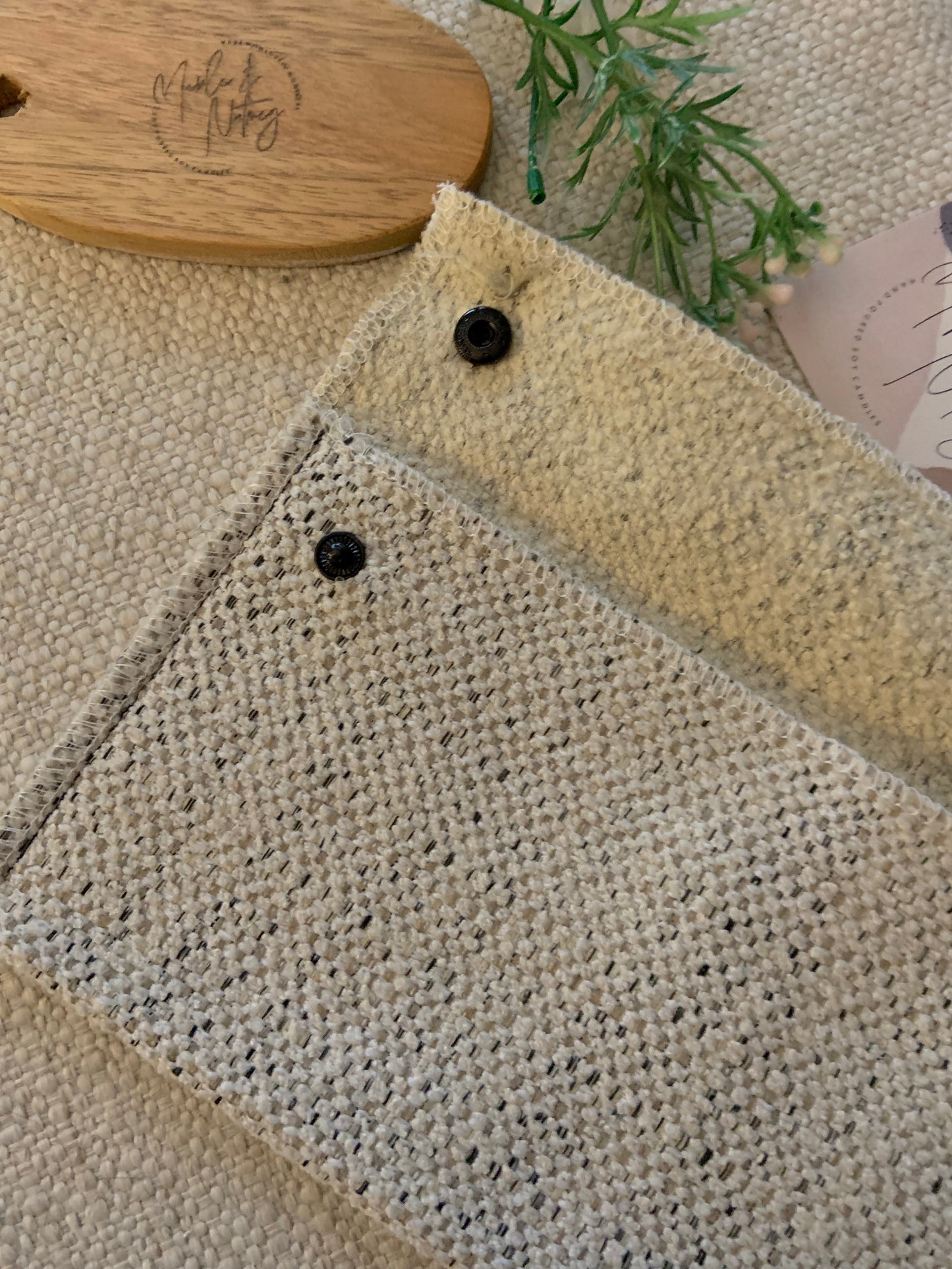 Kellie Handmade Reclaimed Fabric Coin Purse Off White Colour