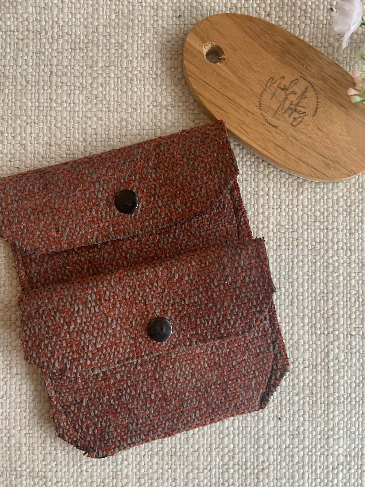 Bethanie Handmade Fabric Coin Purse Orange/Grey