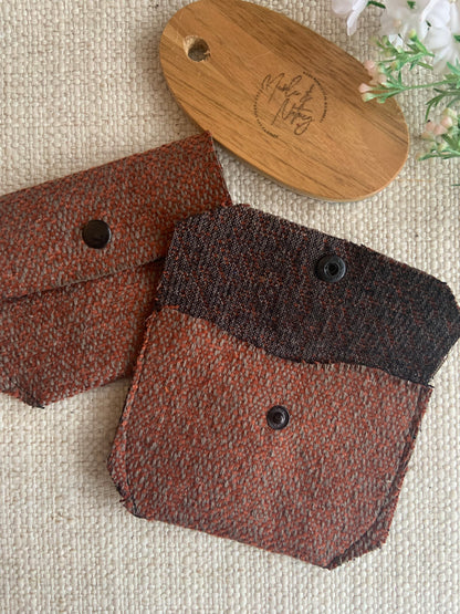 Bethanie Handmade Fabric Coin Purse Orange/Grey