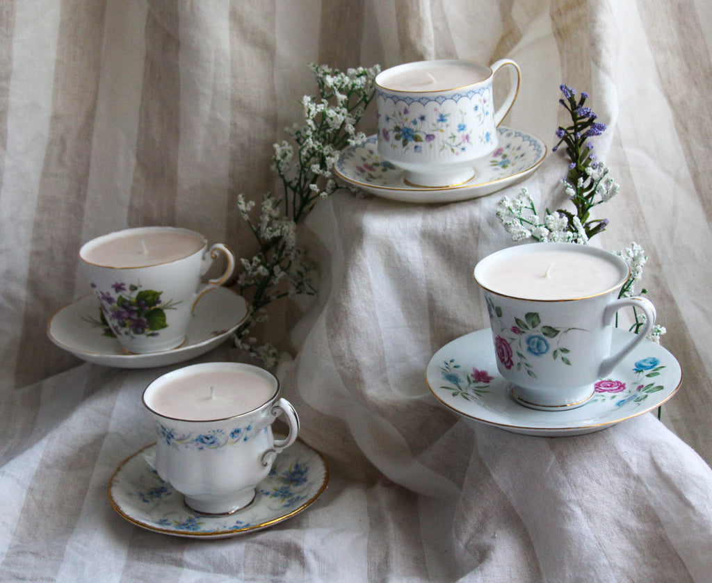 Paisley Handmade Spiced Chai Cinnamon Scented Soy Candle in Teacup