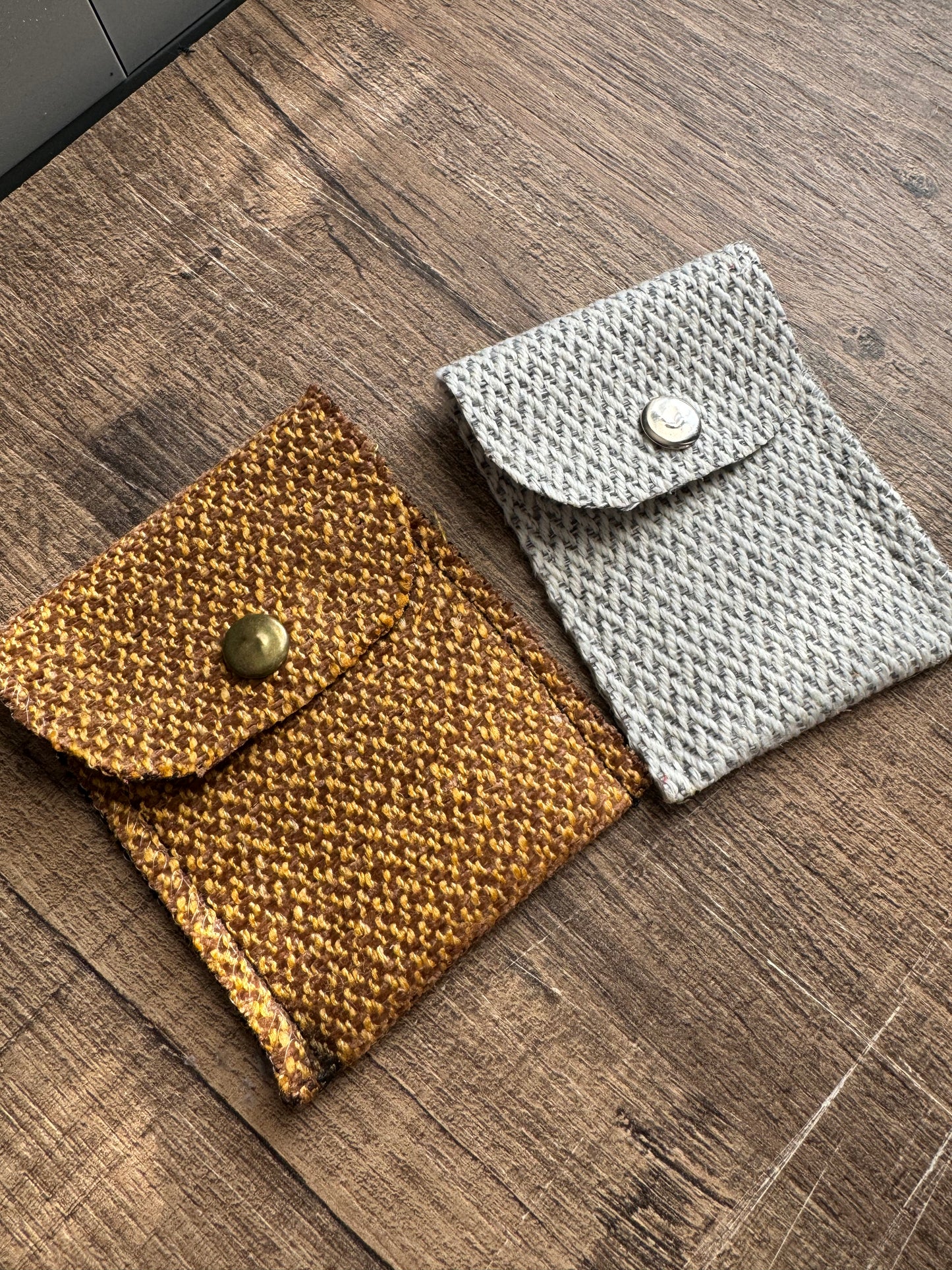 Evelyn Handmade Fabric Coin Purse Textured White/Grey Fabric