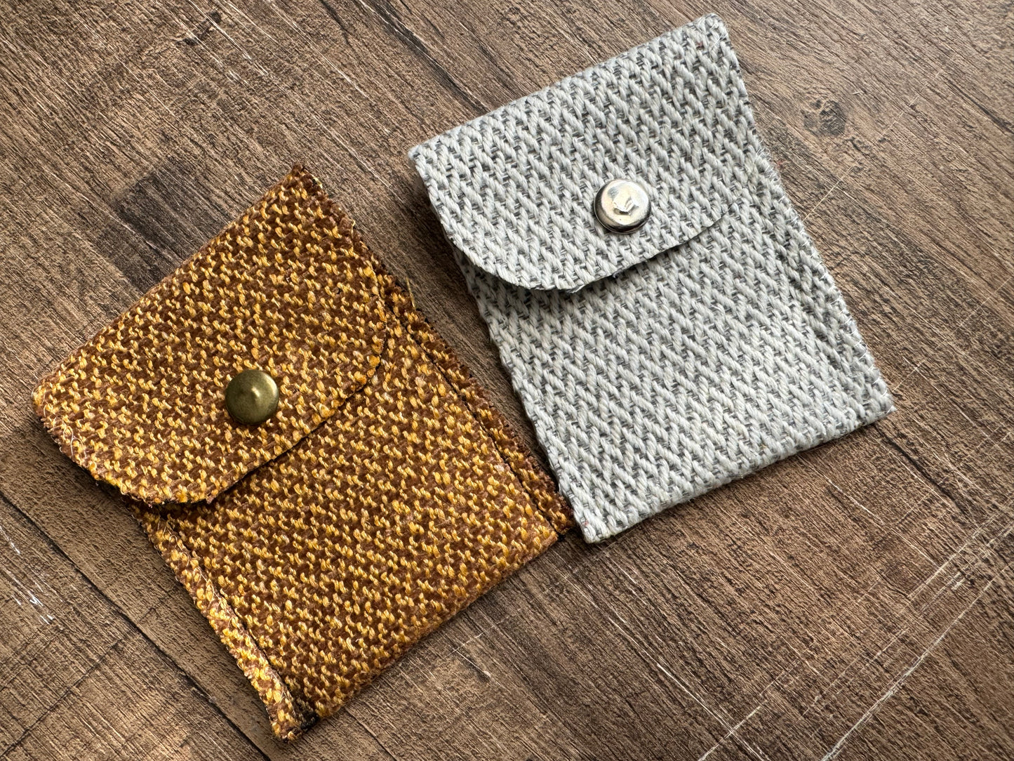 Evelyn Handmade Fabric Coin Purse Textured White/Grey Fabric