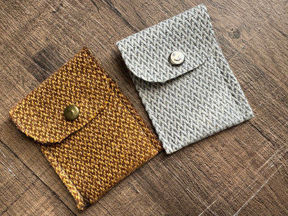 Evelyn Handmade Fabric Coin Purse Textured White/Grey Fabric