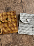 Evelyn Handmade Fabric Coin Purse Textured White/Grey Fabric
