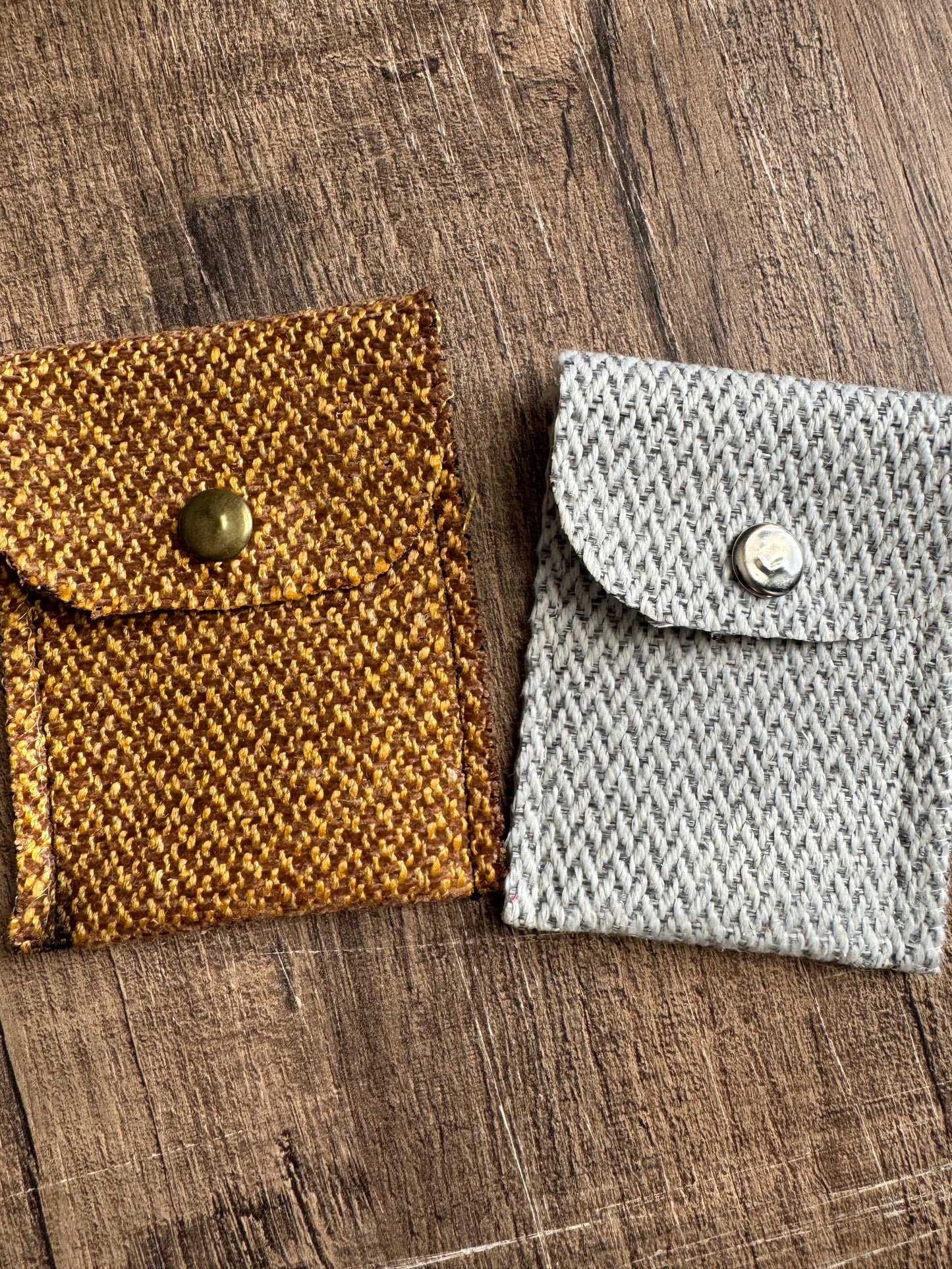 Evelyn Handmade Fabric Coin Purse Textured White/Grey Fabric