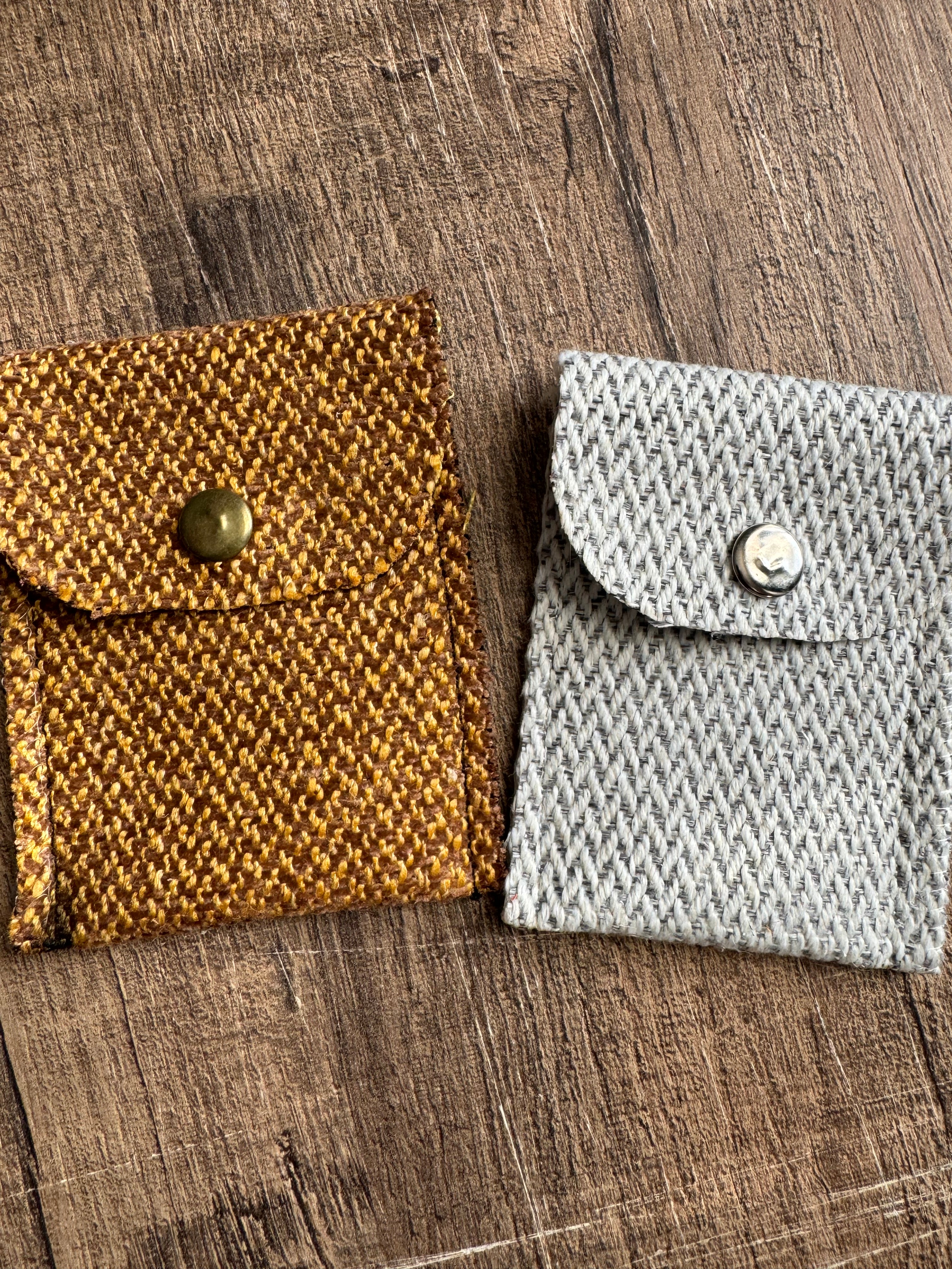 Evelyn Handmade Fabric Coin Purse Textured White/Grey Fabric